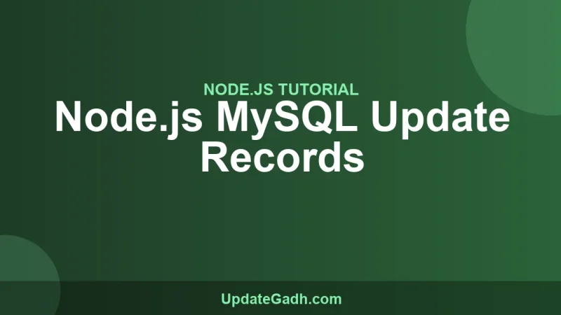 Node.js MySQL Update Records