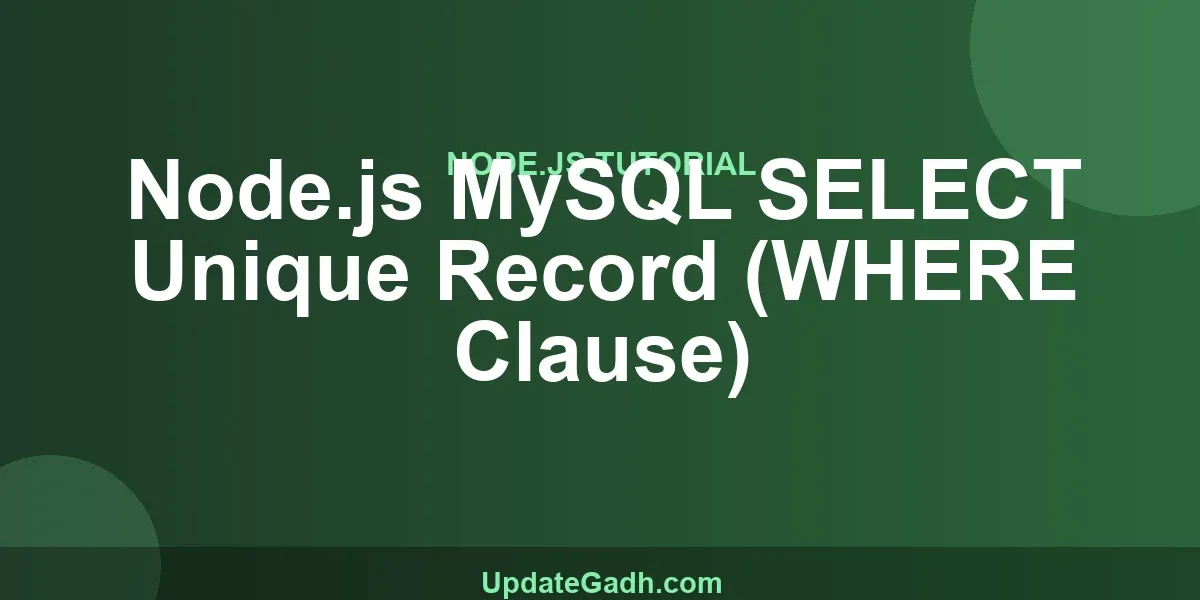 Node.js MySQL SELECT Unique Record (WHERE Clause)