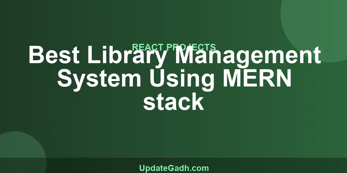 Best Library Management System Using MERN stack