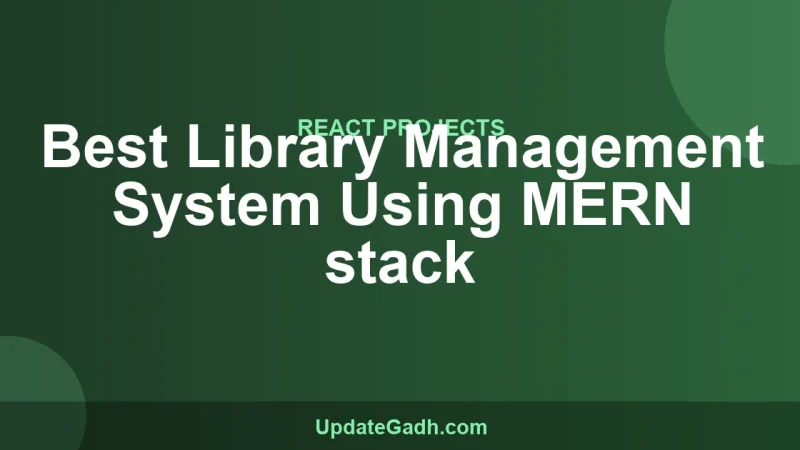 Best Library Management System Using MERN stack