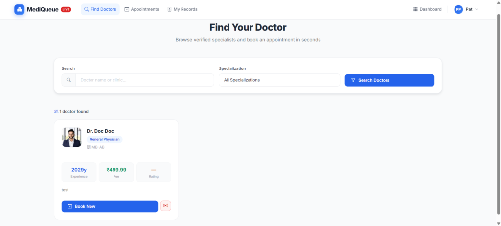 Real-Time Medical Queue & Appointment System with Django