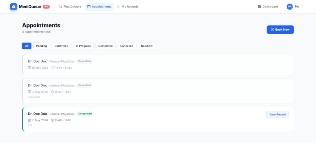 A Real-Time Medical Queue & Appointment System with Django