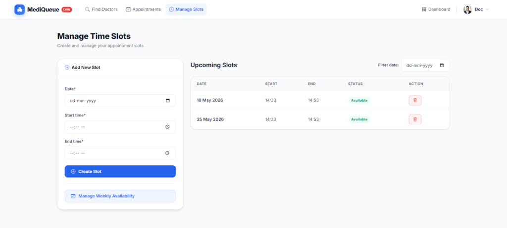 Real-Time Medical Queue & Appointment System with Django