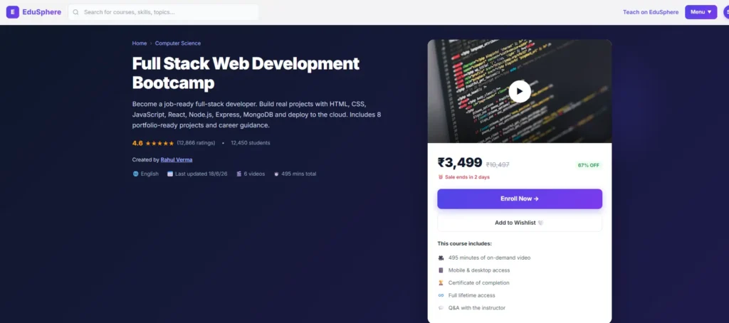 E-Learning Platform using MERN Stack