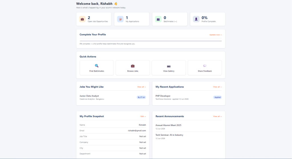 College Alumni System Project PHP MySQL