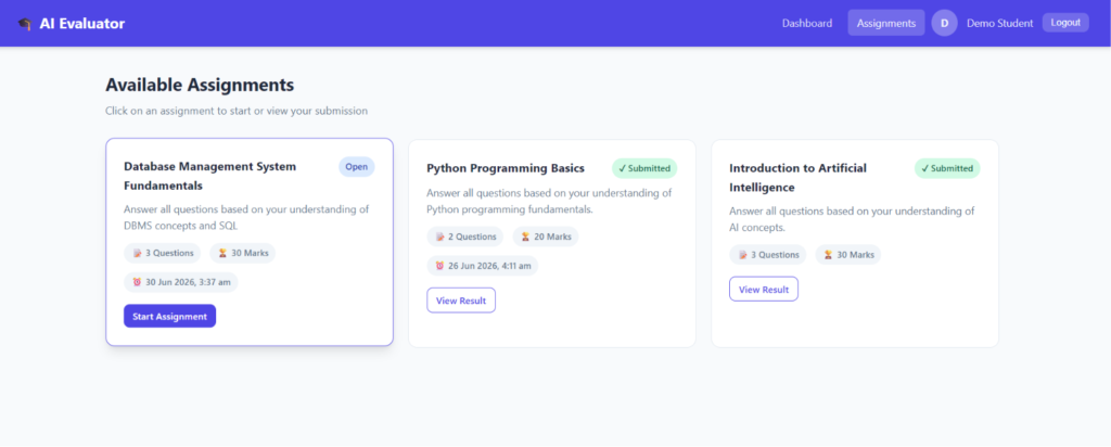 AI-Based Assignment Evaluator System