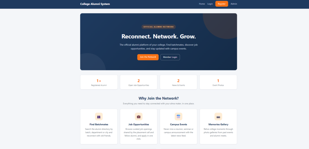College Alumni System Project PHP MySQL