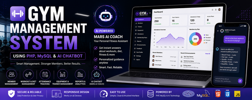 Gym Management System Using PHP, MySQL & AI Chatbot