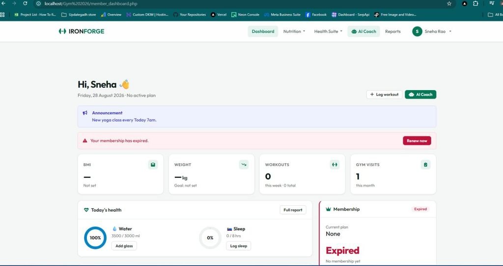 Gym Management System Using PHP, MySQL & AI Chatbot
