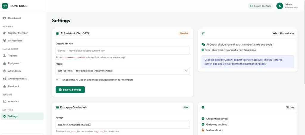 Gym Management System Using PHP, MySQL & AI Chatbot