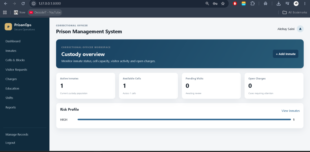 Prison Management System Using Python Django