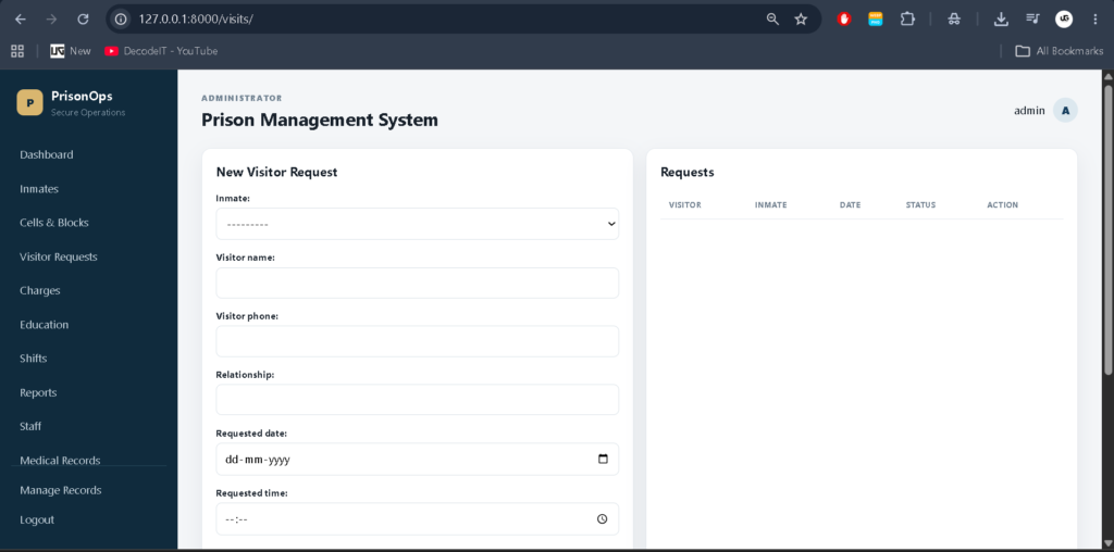 Prison Management System Using Python Django