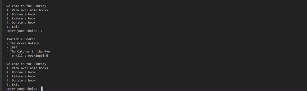 Simple Library Menu in Java with Source Code - Screenshot 2024-10-12 180811