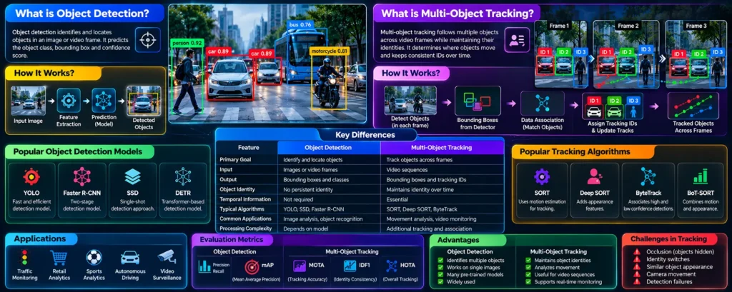 Multi-Object Tracking vs Object Detection in Computer Vision