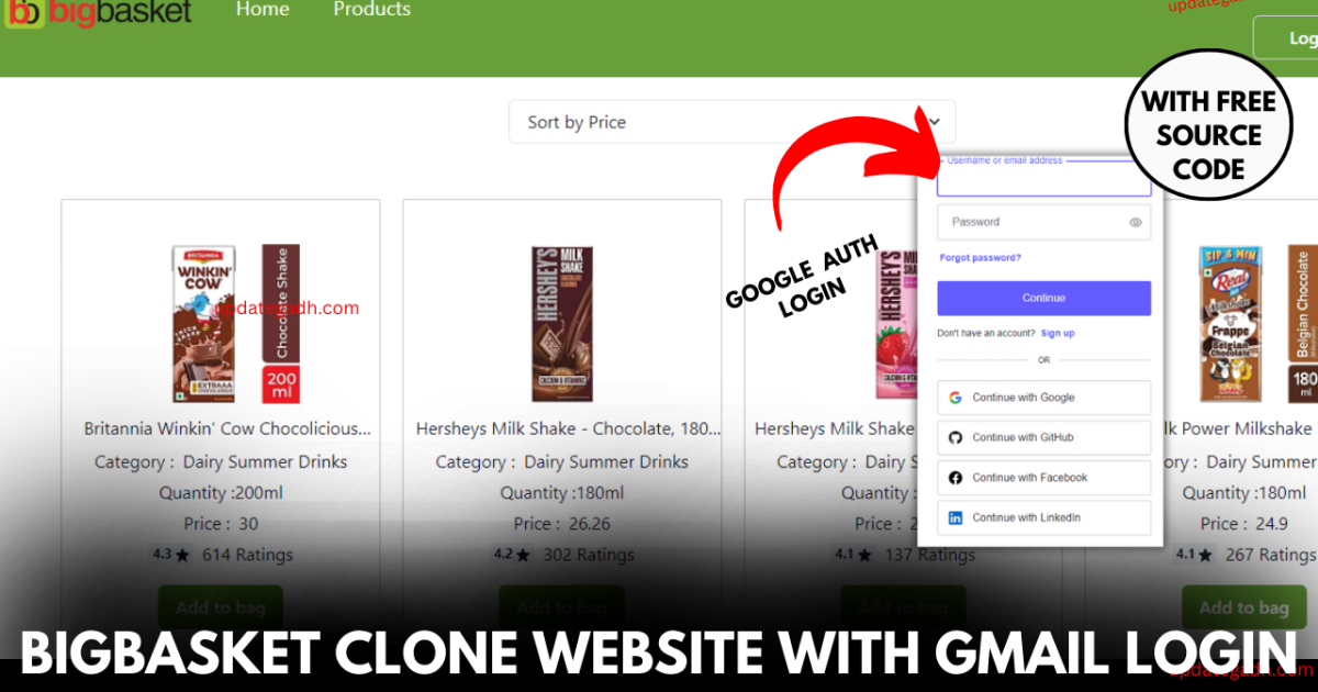 BigBasket Clone Website With Gmail login