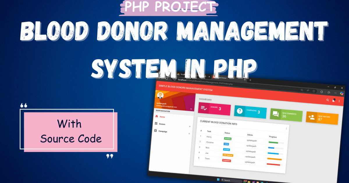 Blood Donor Management System in PHP with Source Code - Blood Donor Management System in PHP