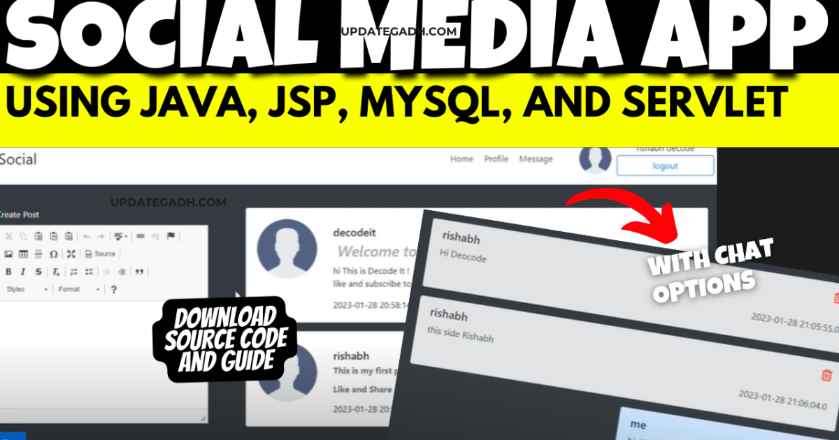 Dynamic Social Media App using JSP