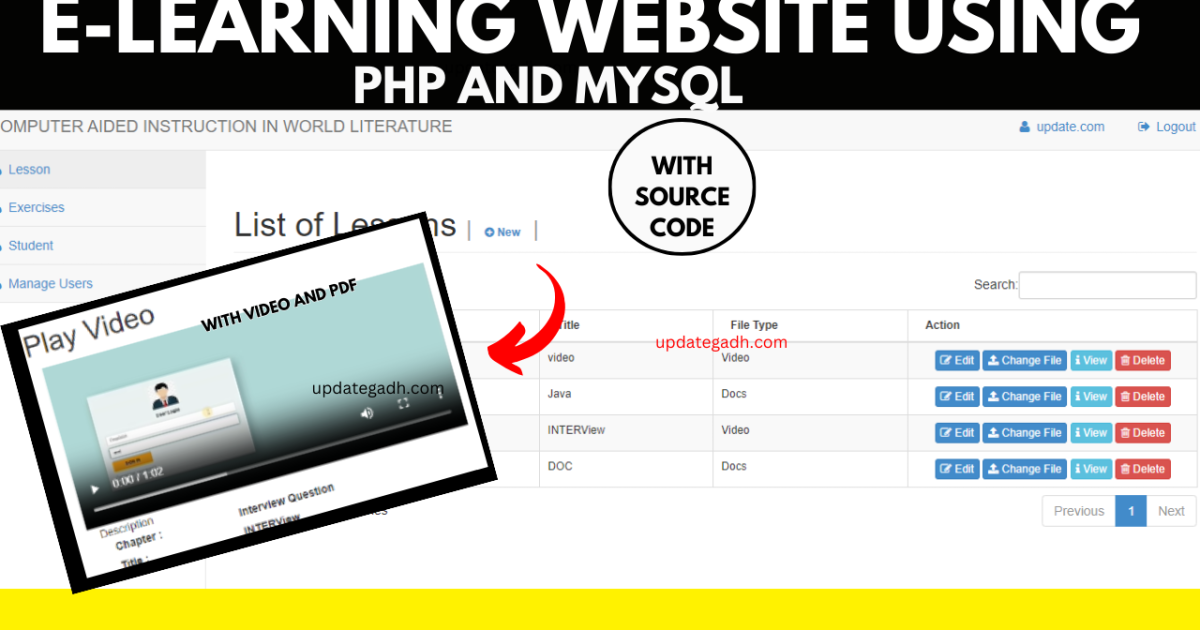 E-Learning website Using PHP and MySQL with Source Code