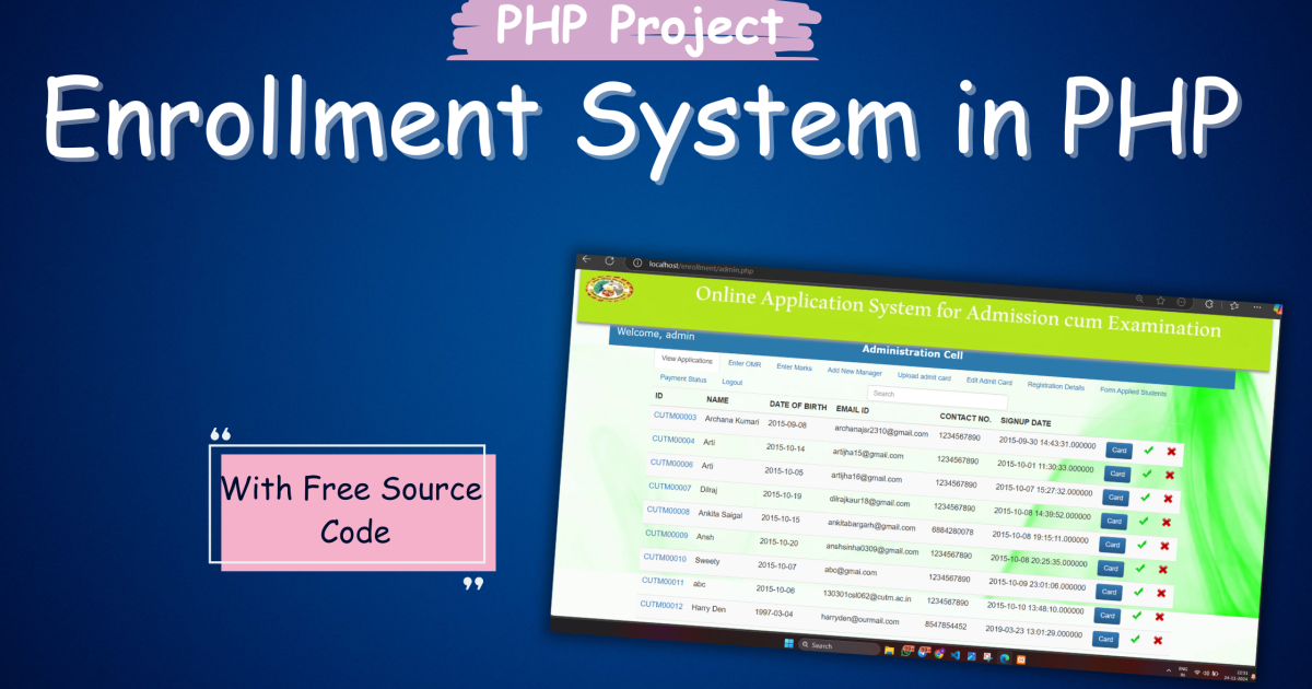 Enrollment System in PHP - Enrollment System in PHP