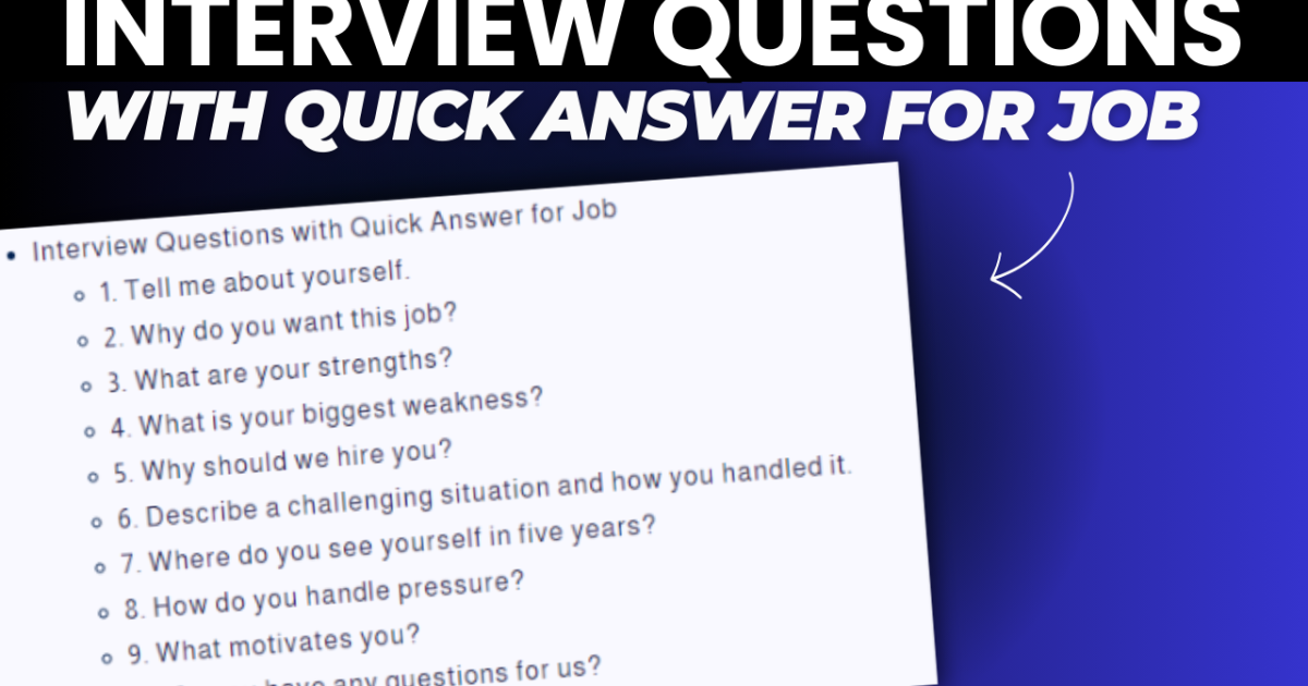 Interview Questions with Quick Answer for Job