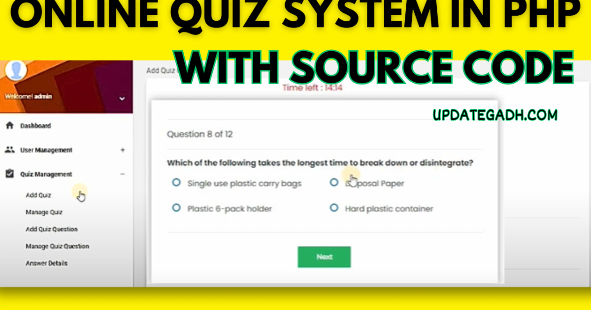 Online Quiz System In PHP With Source Code
