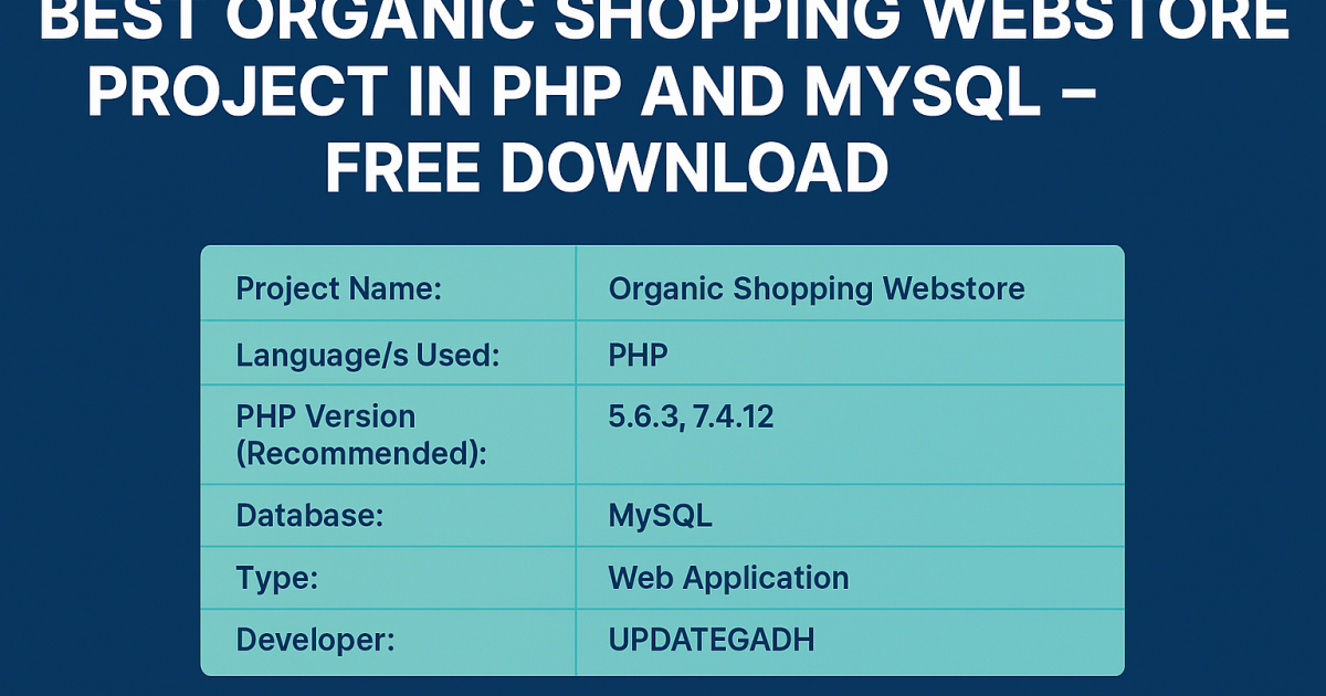 Organic Shopping Website