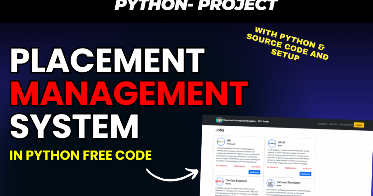 Placement Management System in Python free Code