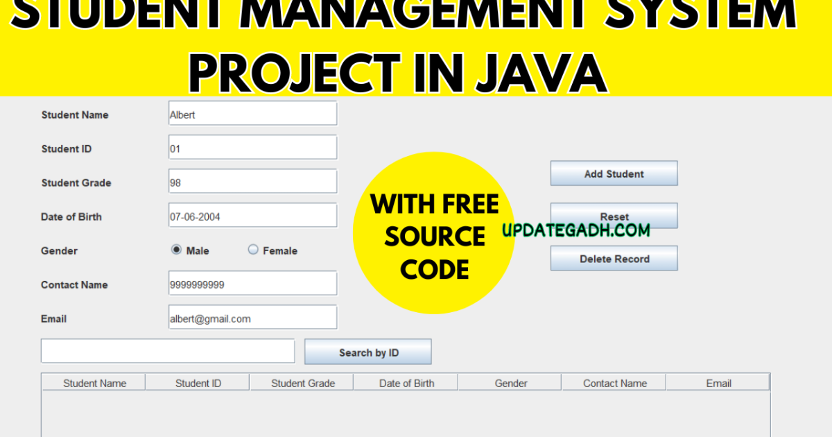 Student Management System Project in java Free Source Code