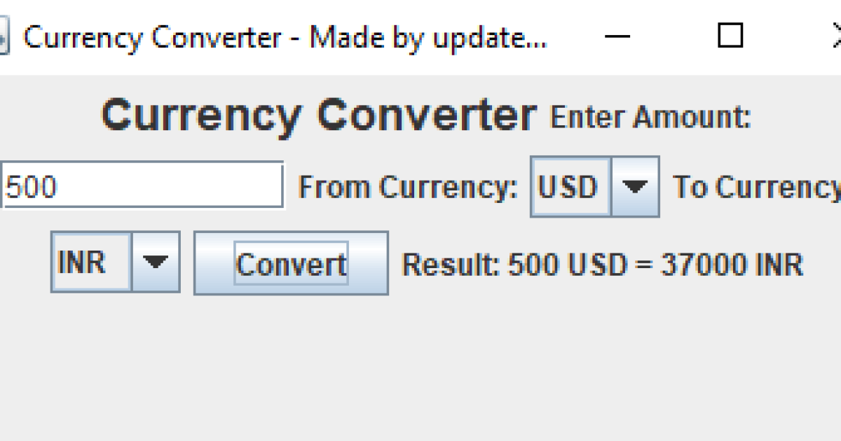 Currency Converter in Java Using Swing ,Step by Step-3 steps Free Source code - Image 44