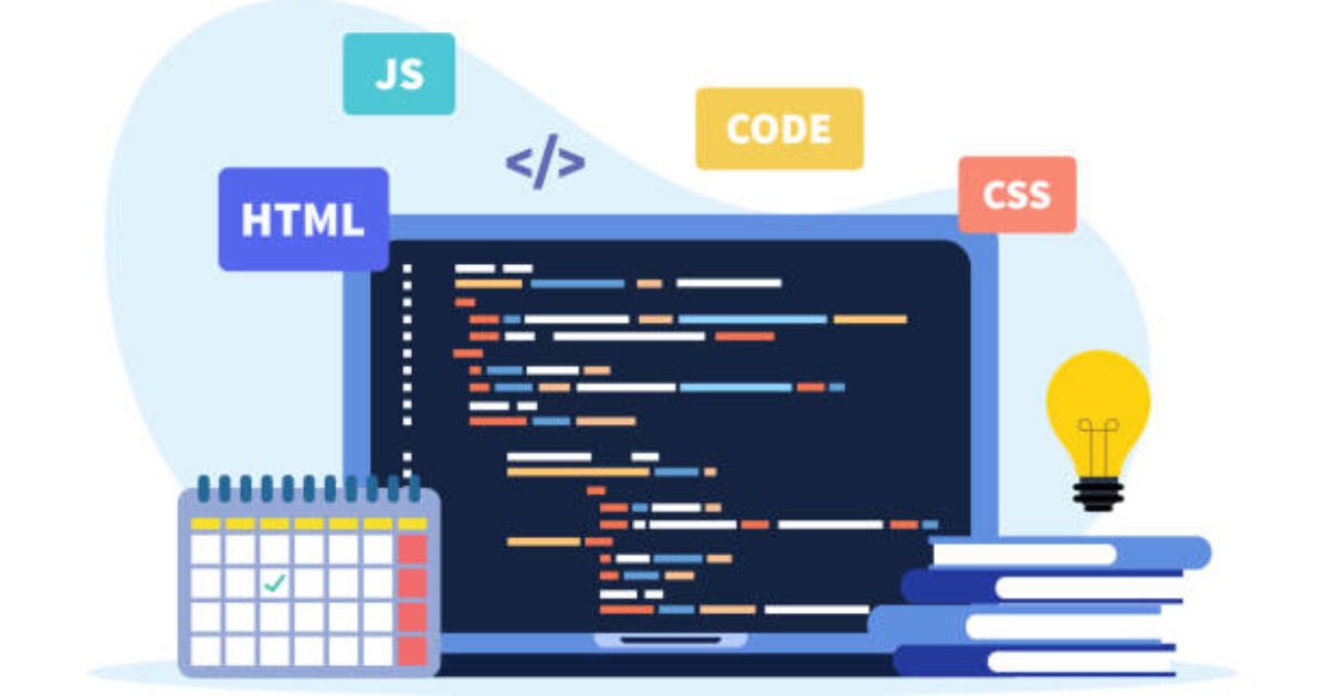 Introduction to Web Development - Web development and coding. programming languages. CSS, HTML, JS. program code on scre