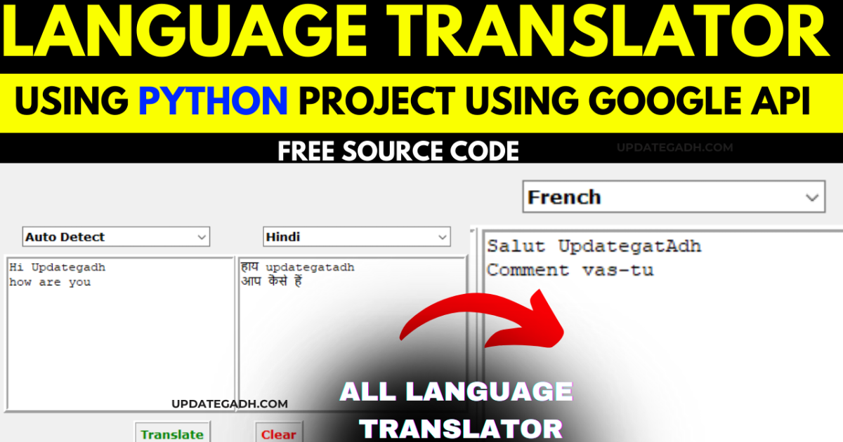 language translator using python project using google Api