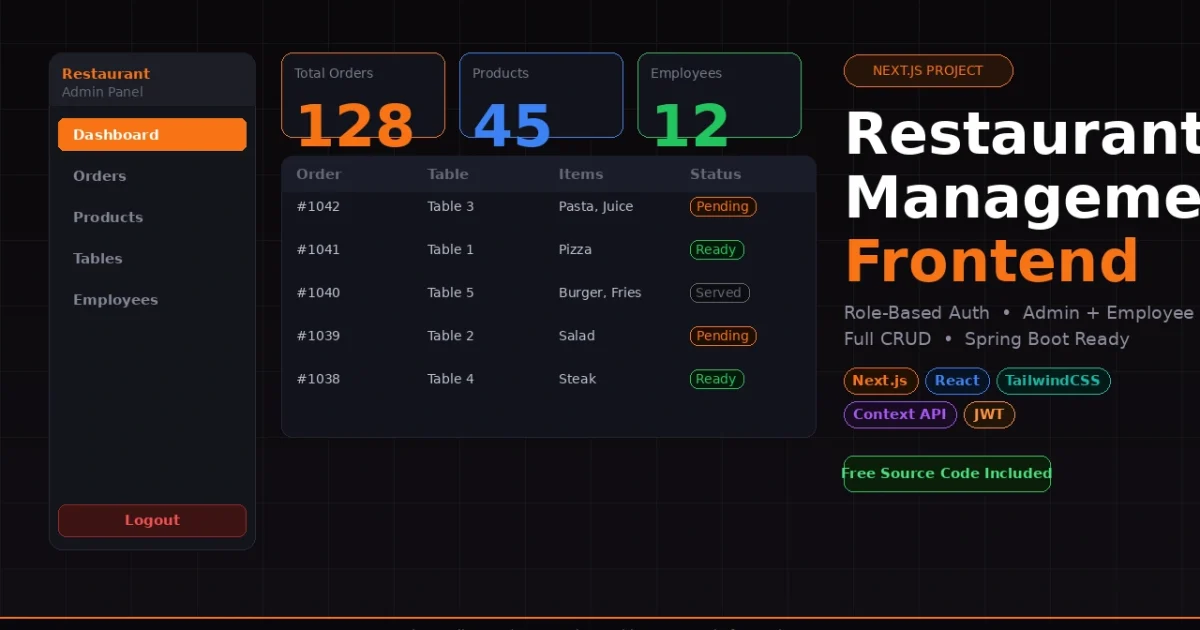 Restaurant Management using Next.js
